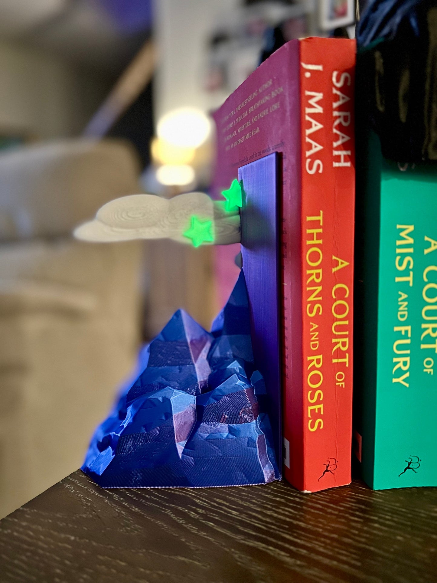 ACOTAR Velaris Inspired Mountain Glow In The Dark 3 Star Bookends